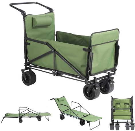 Campingsängvagn 2-i-1 hopfällbar design, stöder 199 kg för utomhusaktiviteter, perfekt för fiske och strandanvändning