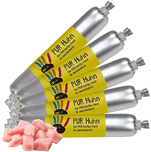 PUR - Mini saucisse de viande sans sel, sans épices, sans additifs - Facile à couper, avec des gros morceaux Une alternative à la fois adaptée, moderne et saine pour récompenser votre chien.