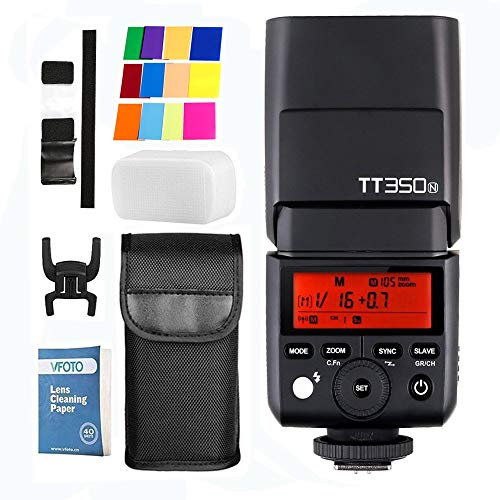 Godox TT350N Mini 2.4G TTL HSS 1/8000S GN36 Inalambrico Cámara Flash para Nikon D800 D700 D7100 D5200 D5100 D5000 D300 D300D D3200 D3100 D3000(TT350N)