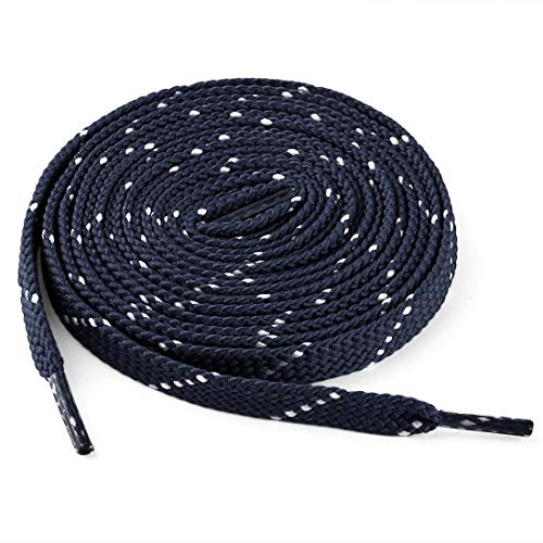 sourcing map lacets plats athlétiques en sergé double couleur pour tous les types de baskets décontractées 3 paires Bleu marine blanc 140 cm/55