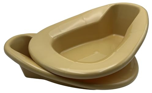 2 Pack Hevy Duty Protable Deluxe Stackable Contour Bedpan, Gold