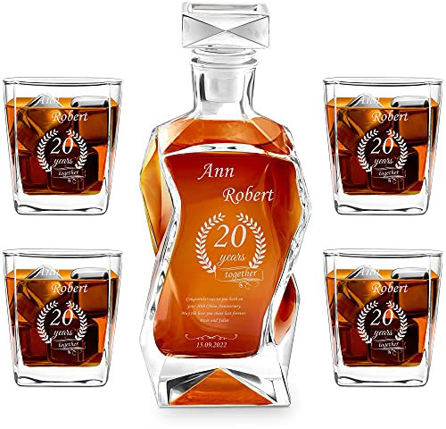 Maverton Whiskey Decanter Set of 4/6 Glasses - You can Personalise Tumblers as Gift - 700 ml Universal Carafe - Gift for Ladies and Gentlemans - Together