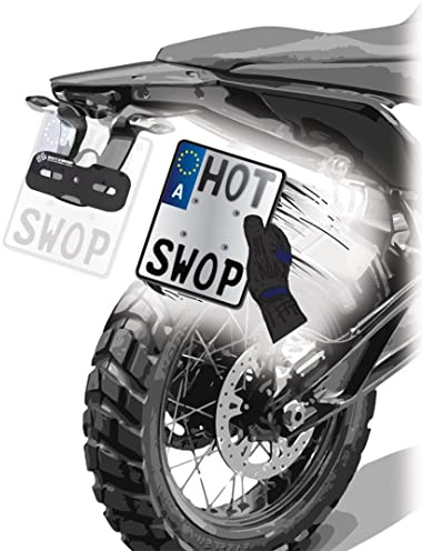 HotSwop PRO Basic Set [S], Kennzeichenhalterung, Motorrad, Rahmenlos, ohne Werkzeug, Highend-Material, extremer Halt, Wechselsystem, Schutz des Kennzeichens, Go Offroad, Enduro, Supermoto