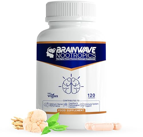 Brainwave Nootropics | High-Dose Nootropic & Adaptogen Complex for Focus & Wellbeing | Research-Levels of Ashwagandha 1000mg, Lion’s Mane 1000mg, L-Theanine 300mg, Vitamins D3, B5, B12 & Zinc