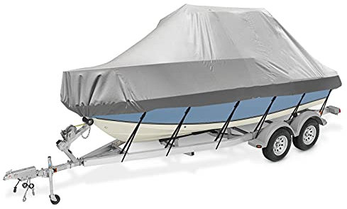 DTLEO Bootsabdeckung Persenning Boot Bootspersenning, 300D PVC Bootspersenning, 11-27 ft Schneeschutz, Waterproof, Anti-UV Boat Cover, for V-Hull, Rowing Boat, Fishing Boat,25to27ft