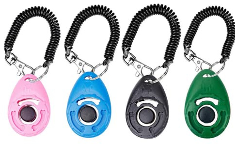 ZSLJSWDZ 4 pcs Clicker，Adiestramiento Perro Clicker，para Perros, Gatos, Pájaros, Caballos, 4 Colores.