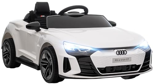 HOMCOM Voiture électrique Enfant 12 V - véhicule électrique avec télécommande parentale fournie - V. Max. 5 Km/h - Effets sonores, Lumineux - Audi RS E-tron GT Blanc