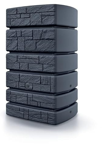 Garden Large Wall Plastic Water Butt Set Inc Connection kit 350L & 500Litres Stone Wall (500L, Anthracite)