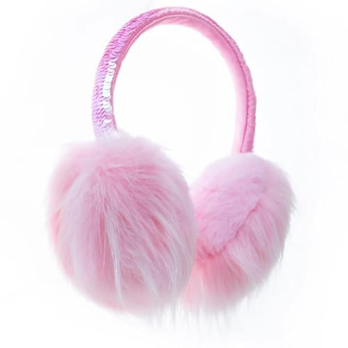 Gifts Treat Filles Cache-oreilles roses Cache-oreilles réglables pour enfants en peluche et paillettes design hiver pour garçons filles (Rose)