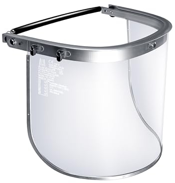 Blue Eagle Adaptador de protector facial de aluminio para casco duro estilo gorra, soporte de visera, color plateado, con 1 visera de repuesto de alto impacto