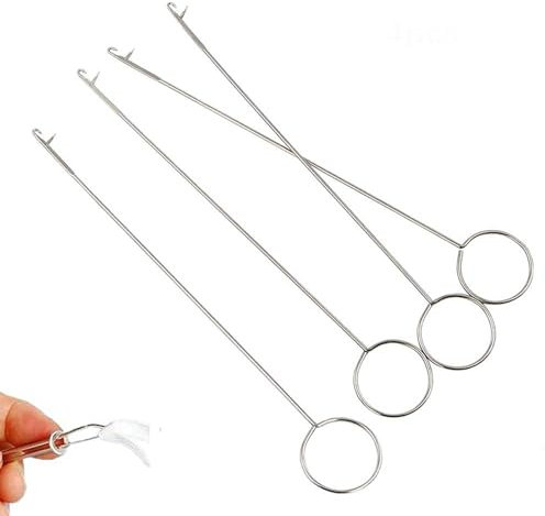 Nähschlaufen Wendehaken,3 pcs Langschlaufen-Wendewerkzeug mit Riegel Durchziehnadel Metall Nähnadel Inserter Nähwerkzeuge Drehhaken Schlaufen-Wendehaken für Stoffgürtel Streifen DIY-Strickzubehör