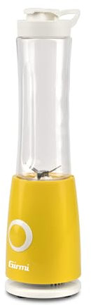 Girmi FR04 Frullatore Smoothie Maker, 0,5 Litri, 4 lame INOX, BPA Free, Funzionamento Pulse, Coperchio da viaggio e beccuccio, Giallo/Bianco