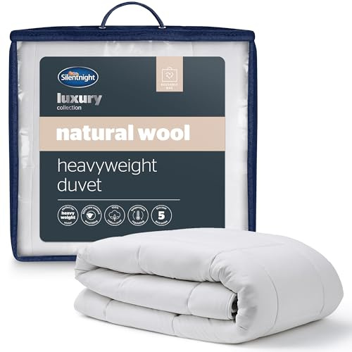 Silentnight Natural Wool Heavyweight Super King Duvet - Luxury Temperature Regulating Heavyweight Autumn Winter Duvet Quilt with Breathable Cotton Cover - Super King