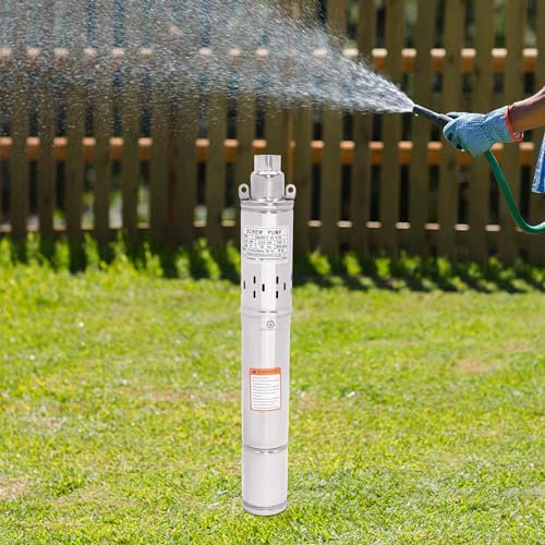 Tiefbrunnenpumpe 3 Zoll Sandverträglich Brunnenpumpe 230V 1800 /h Tiefenpumpe Brunnen IP68 Rohrpumpe Edelstahl Unterwasserpumpe mit 15m Kabel, 60 m Eintauchtiefe