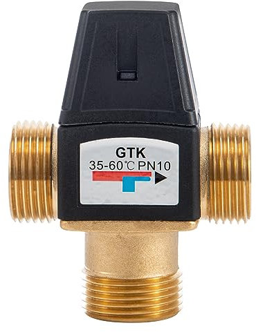 Youyijia Hot Water Mixing Valve 3-Way Thermostat Mixing Valve with External Connections DN20 (G3/4) Water Temperature Control Brass Thermostatic Mixing Valve for Solar Water Heater