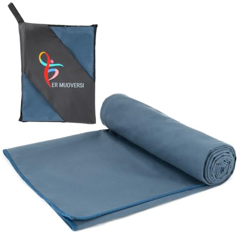 Serviette de plage de fitness 140 x 70 cm en microfibre – légère, absorbante et séchage rapide – Parfait pour la gym, le sport et les voyages – Serviette de sport multifonctionnelle