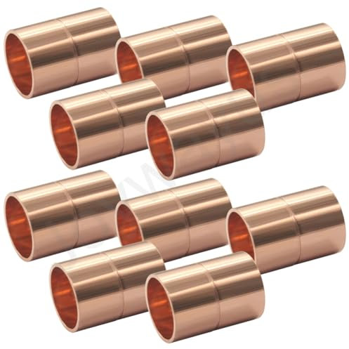 Joywayus 10 Pack 1/2 ID Copper Coupling with Dimple Stop