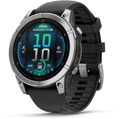 Garmin fēnix® E – 47 mm, AMOLED, Premium Multisport GPS Smartwatch, Long-Lasting Battery Life, Stainless Steel with Black Band