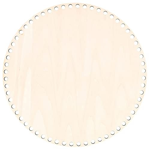 Jrifedptry Fondo in legno naturale da 30 cm, con foro, base rotonda in legno vuoto, per lavori a maglia fai da te e uncinetto