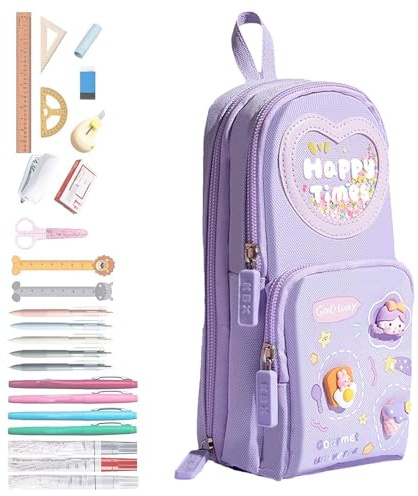 Standing Pencil Case - Mini Pen Case, Mini Folder | Large Capacity Pencil Case, Ideal for Girls, School, University, Convenient for Organizing Pens, Pencils and Other Tools, Cone Girl, Please refer to