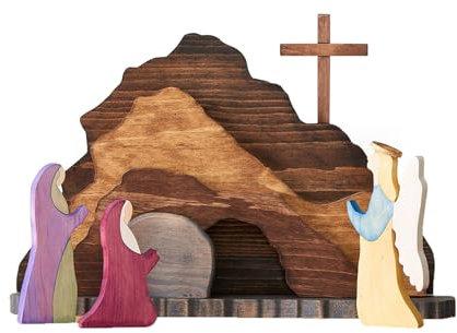 YAOGUI Oster-Krippe, Holzdekoration, Krippenfiguren, Ornament-Set für Zuhause, Tischplatte und religiöse Aktivitäten