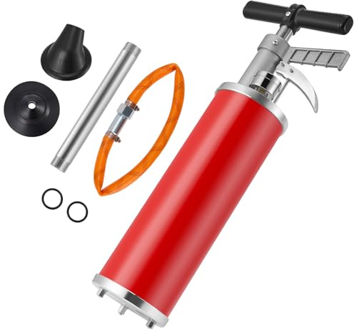 Bomba Desatascadora XXL, Desatascador Tuberias Profesional con Manómetro Regulable, Bomba Desatascadora con Boquilla Recta Reversible, Apta para Fregaderos, Bañeras, Inodoros