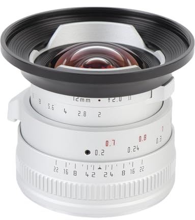 12mm F2.0 Stor öppning Vid Vidvinkelmanual APS C Fokusfasta Objektiv, Professionell Kameralins för M4/3 -montering, GF8, GF9, GH5, GH6 -kameror (SILVER)