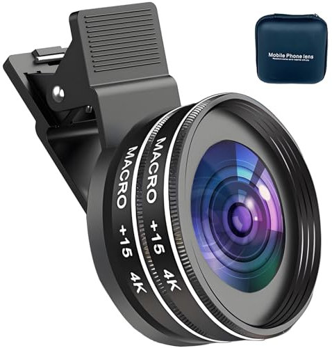 BLOGLOER Objetivo 2 en 1 para Movil Universal, Lente Macro para Movil, 2 Objetivo Macro de 15X, Compatible con iPhone/Samsung/Xiaomi Smartphones