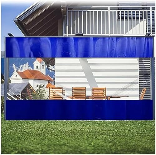 Tenda in vinile per esterni con pannello trasparente telato 3 x 3 m, pareti laterali in PVC blu per tenda a baldacchino arrotolabile per porta/finestra per garage, protezione resistente alle