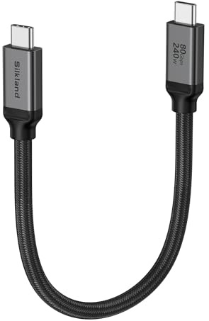 Silkland 80Gbps USB 4 for Thunderbolt 5 Cable 1FT, 240W PD 3.1 Charging, up to 120Gbps Bandwidth for Dual 8K, Braided USB C Data Cable Compatible Thunderbolt 4/5, SSD, MacBook M4 Pro, iPhone17/16,Dock