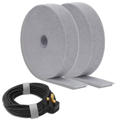 TYGA Store Hook & Loop Strips - Reusable Self Adhesive Cable Ties for Cable Management, Adjustable Tape Cord Organizer Straps, Hook and Loop Fastening Tape Wire Management (6 Metres)