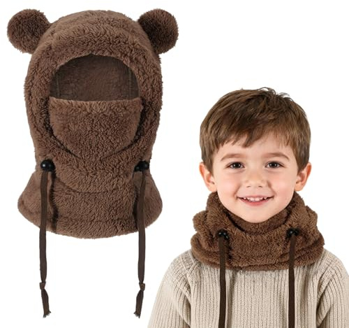 AYPOW Passamontagna Invernale in Pile Termico Bambini 3-10 Anni, Multifunzionale Antivento Regolabile Maschera da Sci, Caldo in Pile Berretti Cappello Cappuccio Scaldacollo Sciarpa per Ragazzi Ragazze
