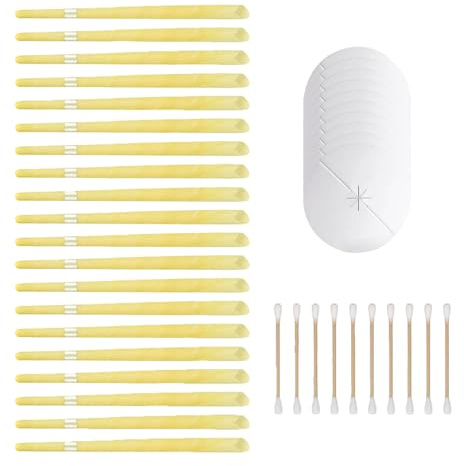 20 velas aurículas, velas de oído con 10 discos de protección de 20 piezas de algodón, varillas, velas, aurículas, cera de abejas para relajar y limpiar las orejas (amarillo)