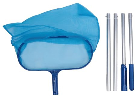 Multi-Wits Set di Strumenti per la Pulizia della Piscina con retino Professionale per Foglie e 4 Pali Regolabili, Kit per la rimozione dei detriti in Acqua Profonda per Il Fondo e Le pareti d