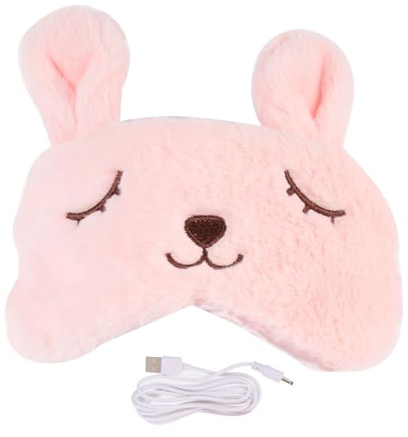 NIYANGLE Almohadilla Ocular USB Calor Constante, Antifaz 3d Rosa de Vapor para Ojos, Cubierta de Viaje Recargable para Aliviar Fatiga y Protección Nocturna