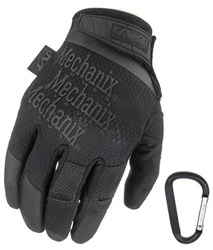 MECHANIX WEAR Specialty High Dexterity 0.5mm 2017, Taktische Einsatz-Handschuhe, atmungsaktiv & ergomisch + Gear-Karabiner, Schwarz, Coyote/Größe S, M, L, XL (M, Schwarz)