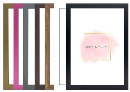 Alison Kingsgate Sleek 12X10 Picture Frame - Engineered Wood with Shatterproof Perspex Front -Perfect for Photos, Posters, Certificates -Suitable for Wall Mount or Tabletop Display - Black