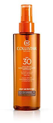 Collistar Olio Secco Superabbronzante Idratante, SPF 30, Intensifica l'Abbronzatura e Protegge dalla Salsedine, per Viso e Collo, Water Resistant, 200 ml