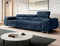 Easy4You Schlafsofa Norberg - 279 cm - Velour Blau - 3 Sitzer Sofa - Werstellbare Kopfstützen - Couch mit Schlaffunktion - Stoff: Monolith M-77