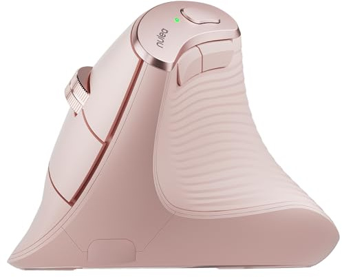 Nulea M510 Vertical Mouse Wireless, Ergonomic Mouse for Comfy Tracking, 3 Adjustable DPI (800-1200-1600), 2.4G Wireless Vertical Mouse with 6 Buttons, Compatible with Windows, Mac OS, Laptop, PC,Pink