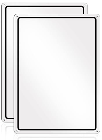 Lot de 2 panneaux vides en aluminium, blancs, avec cadre noir, 25 x 35 cm, vierges