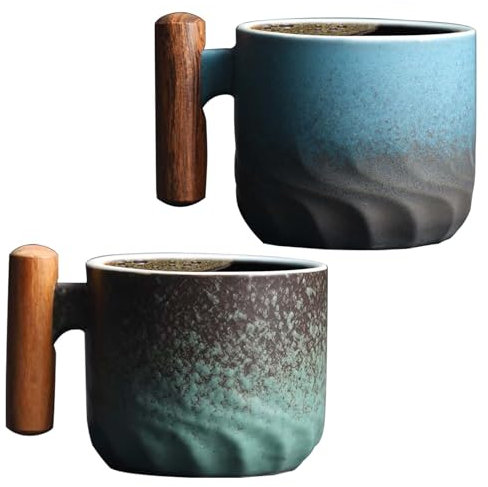 Juego de 2 tazas de espresso de 60 ml, tazas de café con asa, mini tazas de café, tazas de café de cerámica, tazas de café expreso y café moca, tazas de café para espresso, té, café con leche