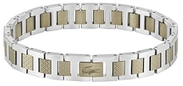 Lacoste Bracelet à Maillons pour Homme Collection METROPOLE en Acier Inoxydable et Acier Khaki - 2040419