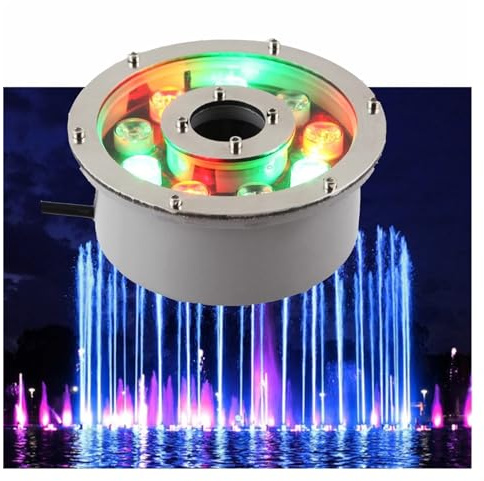 Luces De Paisaje Submarino - 12/24V Foco LED Piscina, Iluminación De Estanque De Orificio Medio Impermeable IP68, Lámpara De Función De Agua Con Cambio De Color RGB Con Control Remoto(18w(AC12V))