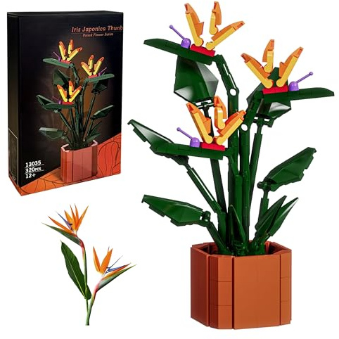 TEXXXIAN Bird of Paradise Flowers Building Blocks Set Ideal for Teens and Adults 320 PCS, Creative DIY Flower Bouquet Set Home Decor Gift for Teenagers, Plant Lovers and Decor Enthusiasts