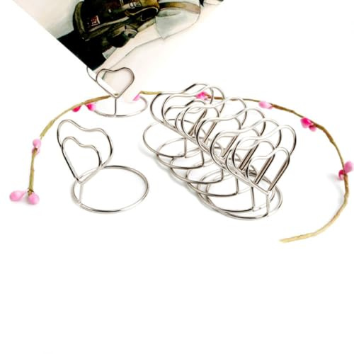 COHEALI Lot de 20 Porte-Mémos de Cœur Argentés Porte-Numéros de Table Multifonction pour Mariage Banquet et Bureau Supports Trombones Décoratifs et Réutilisables