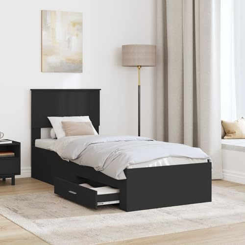 Gecheer Modern Storage Bed Frame with Built-In Drawers - Engineered Wood, Minimalist Design, Perfect for Small Spaces Beds and accessories