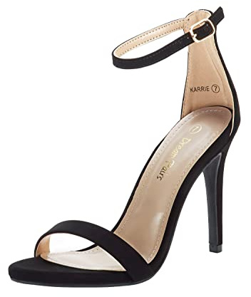 DREAM PAIRS Women's Stiletto Ankle Strap High Heels Sandals Party Shoes KARRIE,BLACK/NUBUCK Size 5 UK, KARRIE