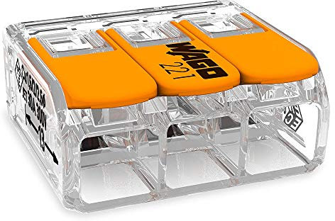 Wago 221-613 - 30 morsetti di collegamento COMPACT, con leva di comando, 3 pezzi, morsetto a leva, morsetto per lattina, 0,5-6 mq