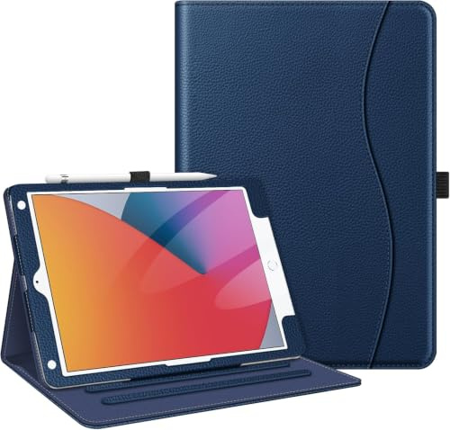 FINTIE Case for iPad 9th / 8th / 7th Generation (2021/2020/2019) 10.2 Inch | [Corner Protection] Multi-Angle Viewing Stand Cover with Pocket & Pencil Holder Auto Wake Sleep, Navy